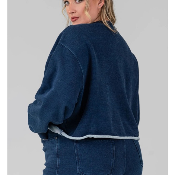 Good American Jeanius Indigo Denim Sweatshirt (set available) - Picture 9 of 10